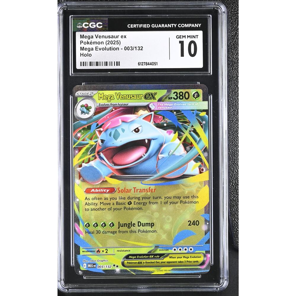 CGC 10 GEM MINT Mega Venusaur ex 003/132 Pokémon 2025 Mega Evolution Holo Graded